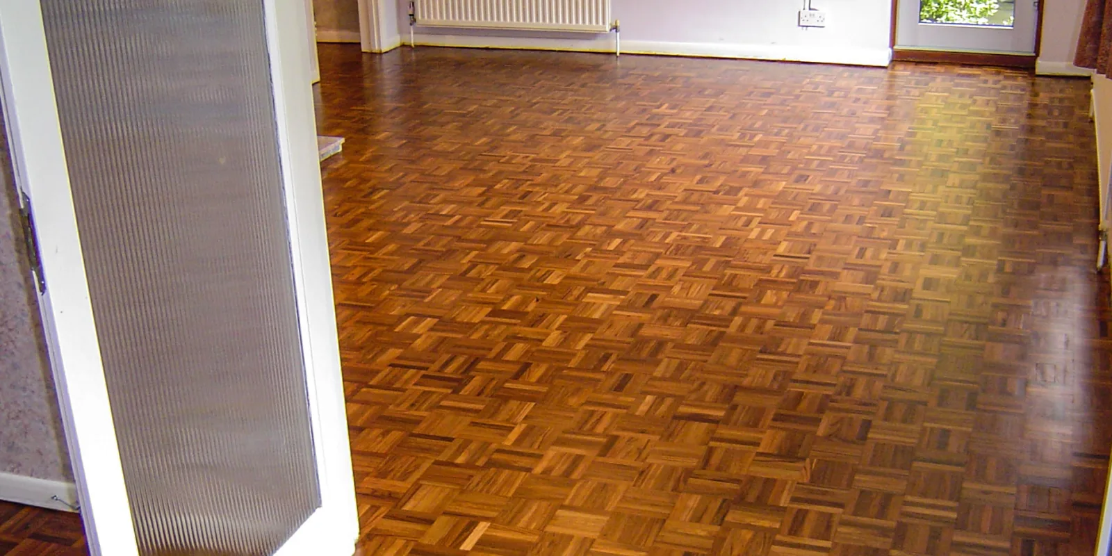 Professionally sanded mosaic parquet floor